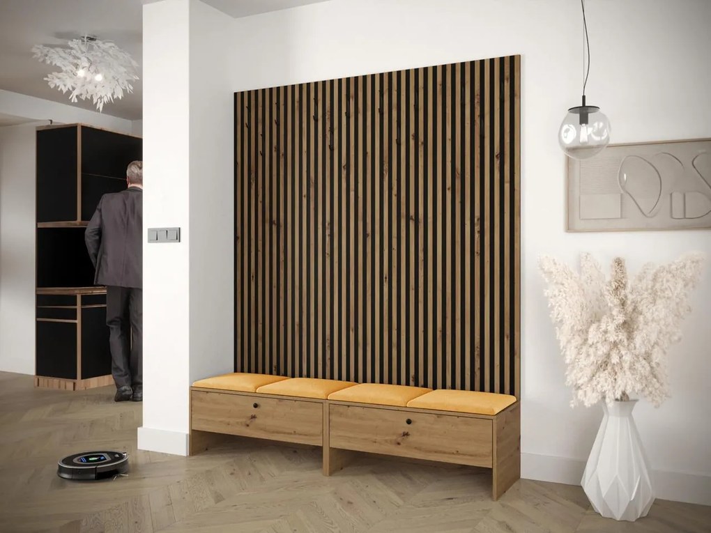 Mobilier hol Esmaldos V (Stejar artisan + Negru + Galben) . 1104715