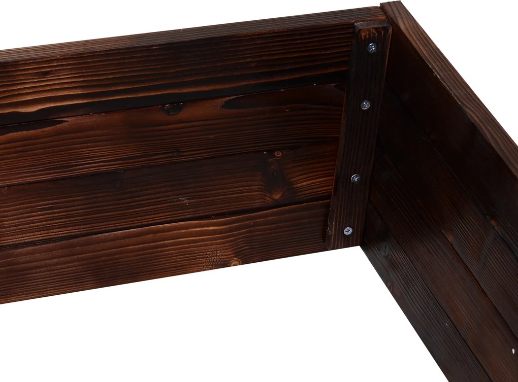 Outsunny Pat înalt pentru grădină, cutie pentru plante, pat pentru legume, pentru ierburi, lemn masiv, maro închis, 60 x 60 x 23 cm | Aosom Romania