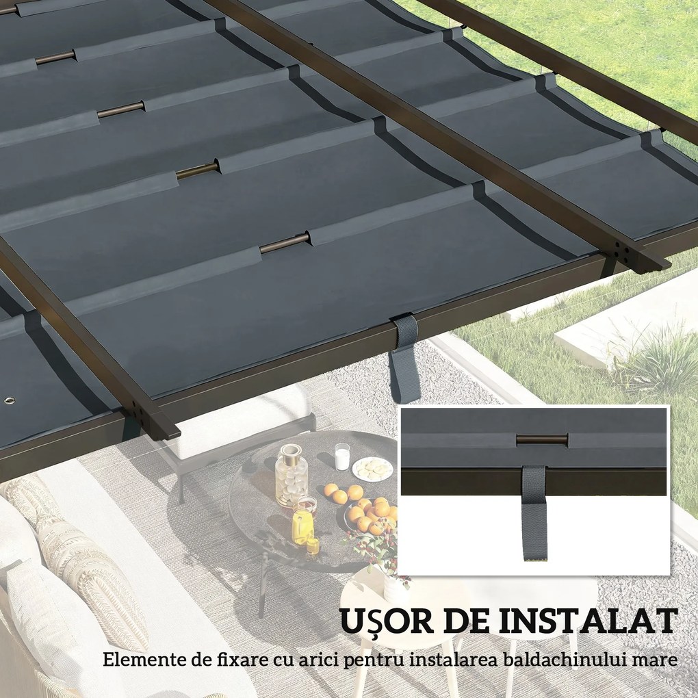 Outsunny Copertină pentru Pergolă cu 10 Orificii de Drenaj, Tavan de Rezervă în Poliester Respirabil, Doar Acoperire, 288x298 cm, UV30+, pentru Pergola Grădină 3x3m, Gri Închis | Aosom Romania