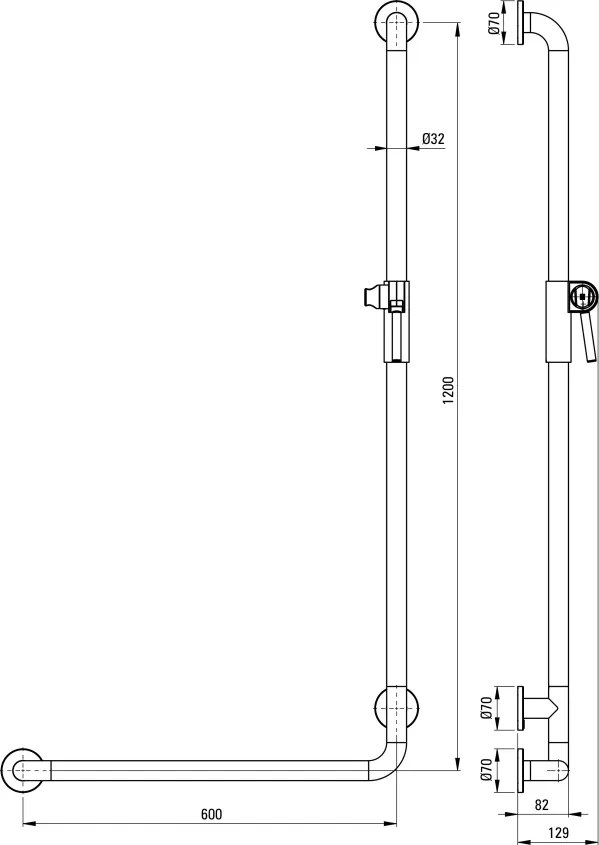 Lehnen Bară de susținere cu montare pe perete NIL_0P2D