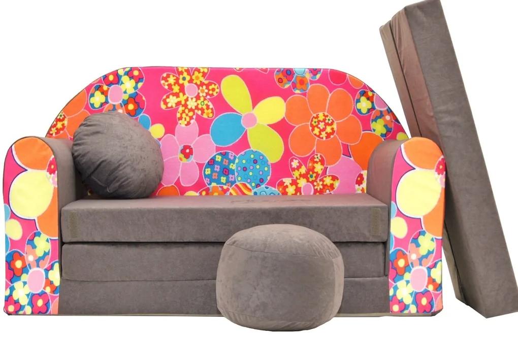 Canapea pentru copii - Flori colorate  A12 +