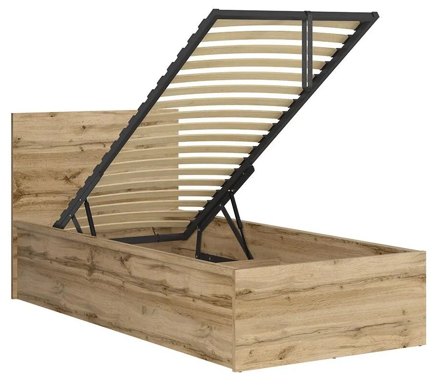 Pat de o persoană 90 cm Tetrix 15 (stejar wotan) (cu somieră) (cu sp. depozitare). 1098501