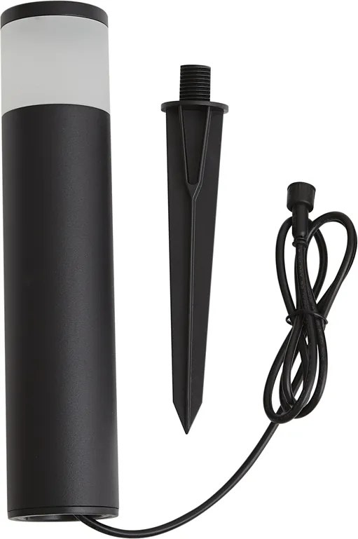 Lampa moderna de exterior tip bolard 12V neagra, cu LED inclus, IP65 - Voltaire Palo