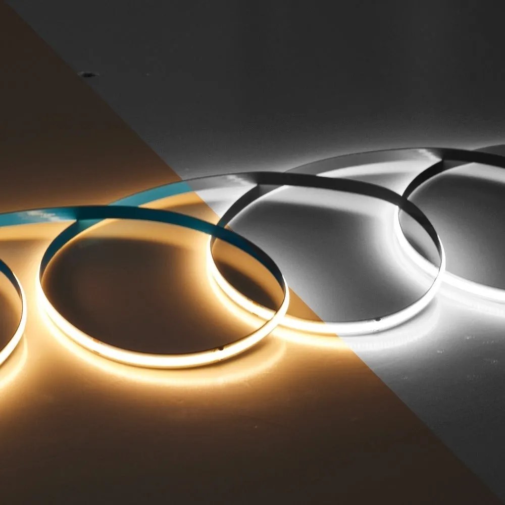 Bandă LED COB – 11 W/m, Lumină Caldă 3000 K, 5 m – 24 V