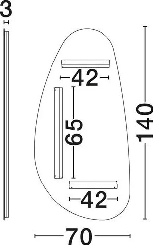 Oglinda cu iluminat LED pentru baie IP44 LORIN 70x140cm