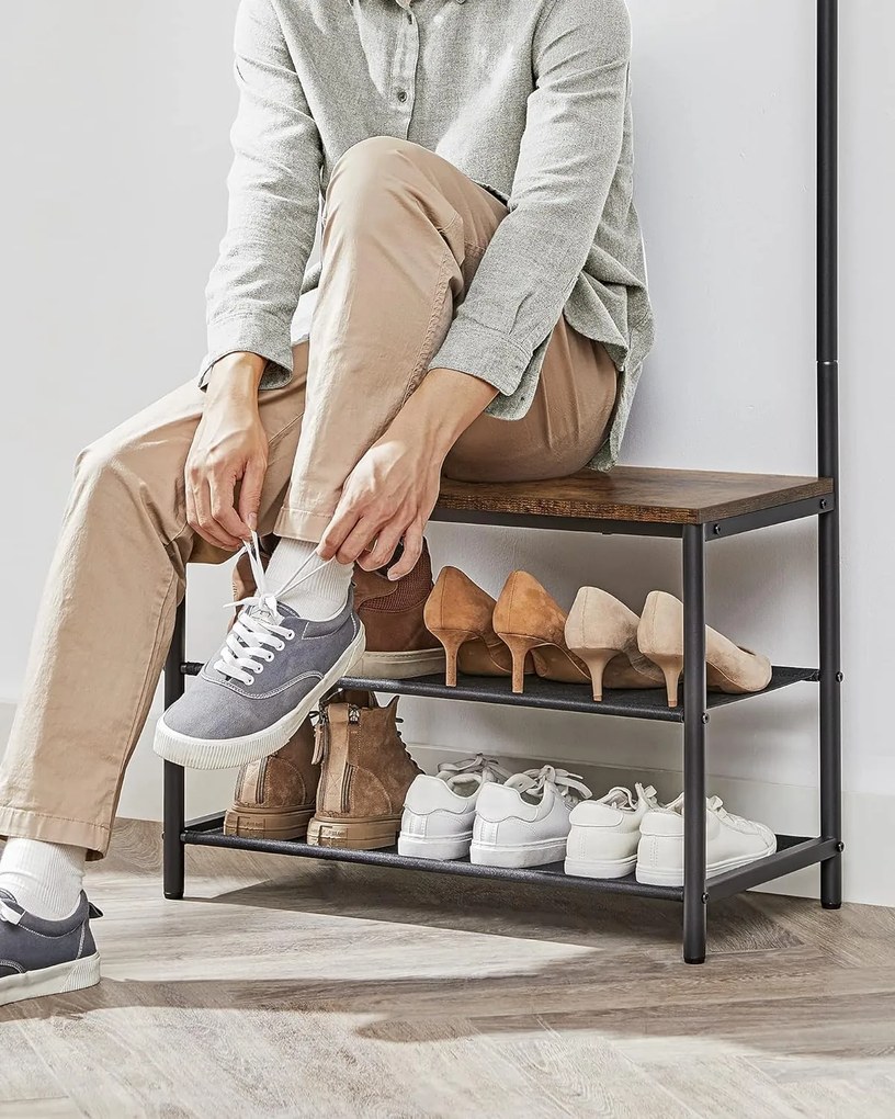 Perete de hol TAYLOR cu dulap pentru pantofi 180x64 cm, maro rustic