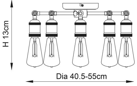 Endon 76336 - Corp de iluminat cu spoturi HAL 5xE27/40W/230V crom mat/cupru