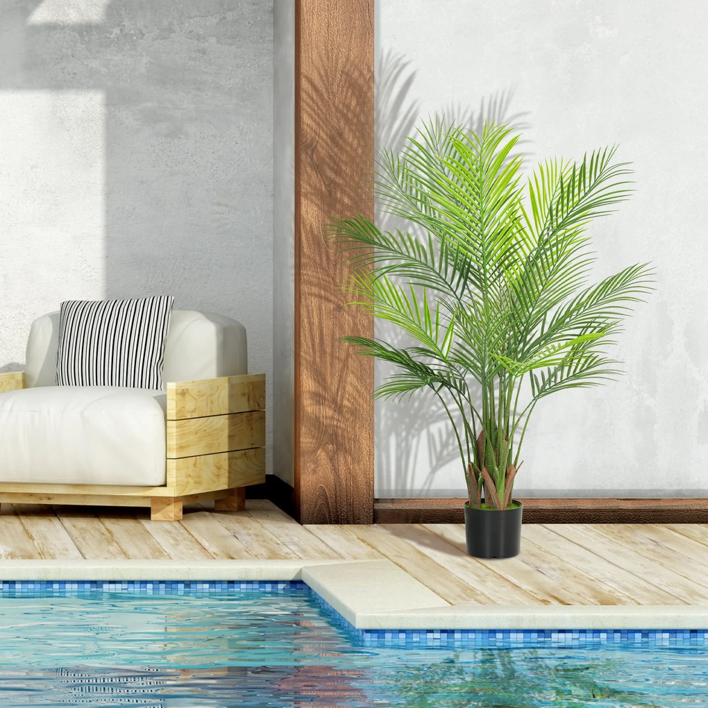 HOMCOM Palmier Artificial mare 120cm Planta artificiala, Plastica Plante artificiale in ghiveci pentru living birou | Aosom Romania