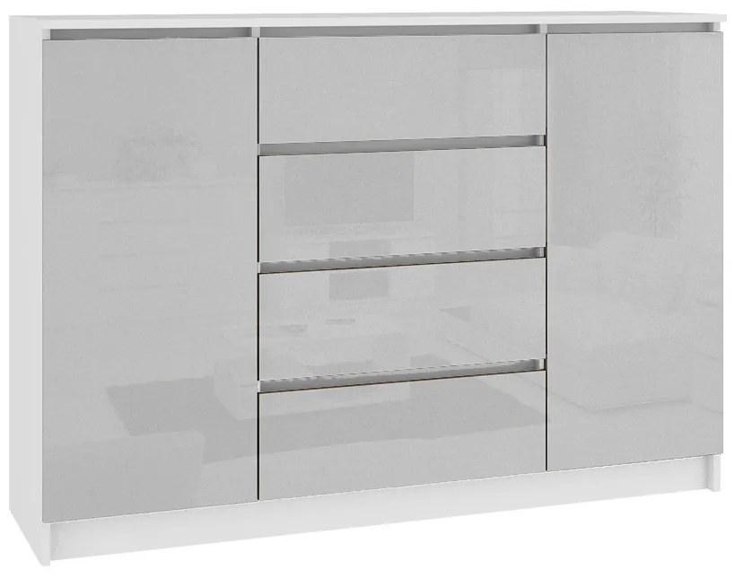Supermobel Comoda AREVA K140 2D4SZ, 138x99x40, alb/alb luciu