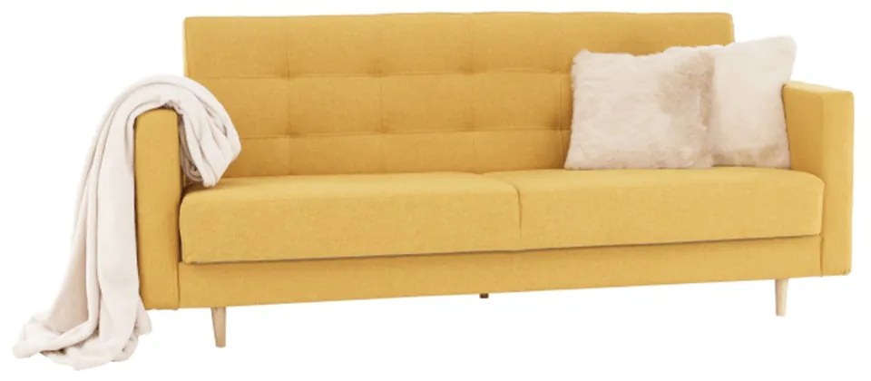 Canapea tapiţat 3 locuri, material textil muştar, AMEDIA