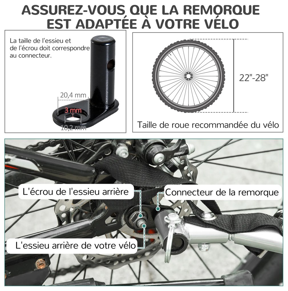 PawHut Remorcă bicicletă pentru câini, 8 reflectoare, drapel, bară tractare, oțel și poliester, 30 kg, 130x73x90 cm, roșu | Aosom Romania