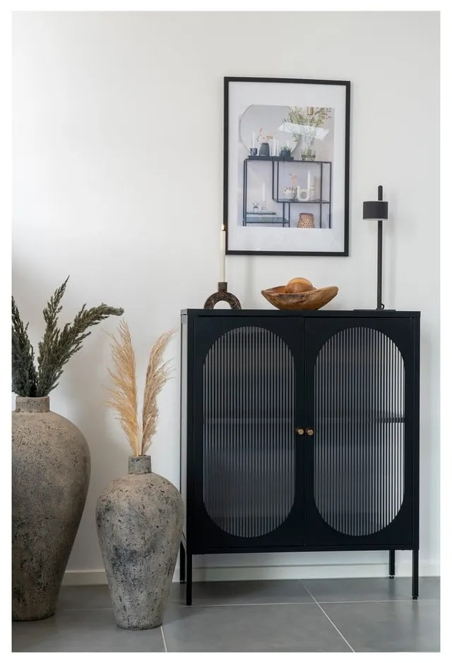 Vitrină neagră din metal 90x110 cm Adelaide – House Nordic