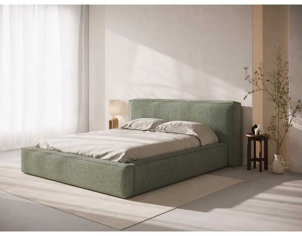 Tăblie de pat verde tapițată 209x100 cm Olivia – Micadoni