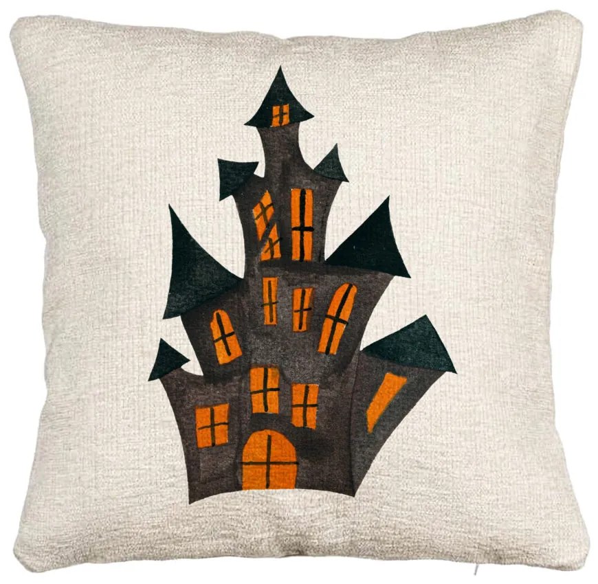 Perna Decorativa Canapea cu motiv de Halloween 6, 40x40 cm, Cu fermoar