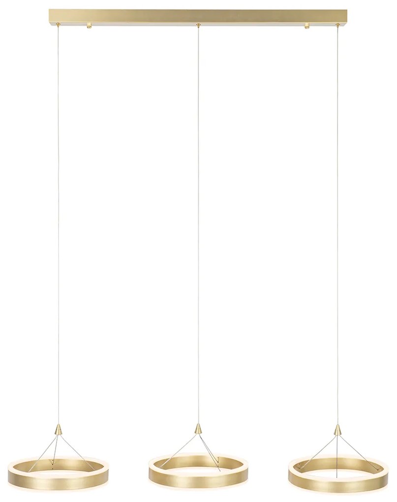 Lampă suspendată din alamă dreptunghiulară incluzând LED cu 3 trepte de reglare a luminozității cu 3 lumini - Lyani