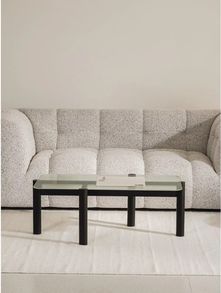 Măsuță de cafea neagră cu blat din sticlă 55x105 cm Kob – noo.ma