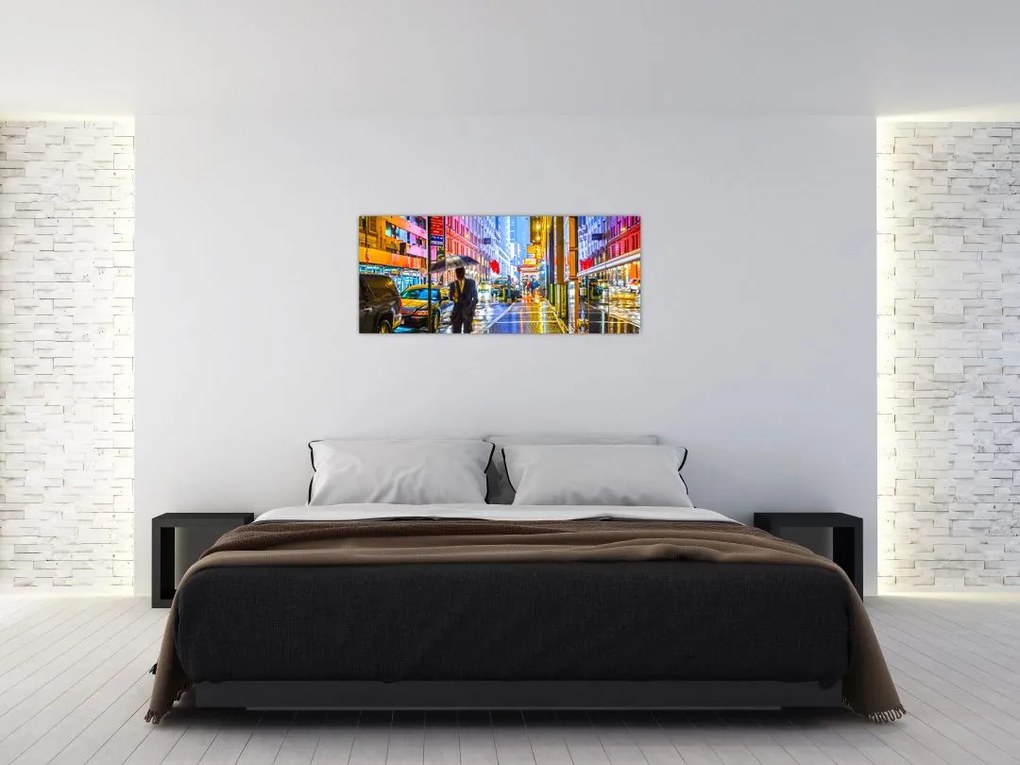 Tablou - Oraș în lumina neoanelor (120x50 cm)