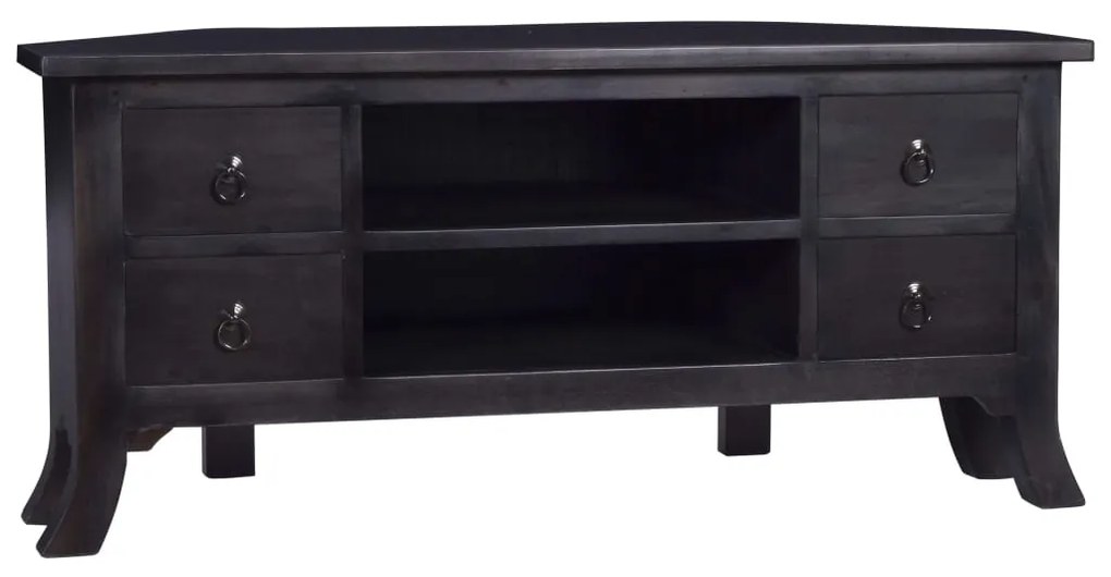 337869 vidaXL Comodă TV, negru cafeniu deschis, 100x40x45cm, lemn masiv mahon