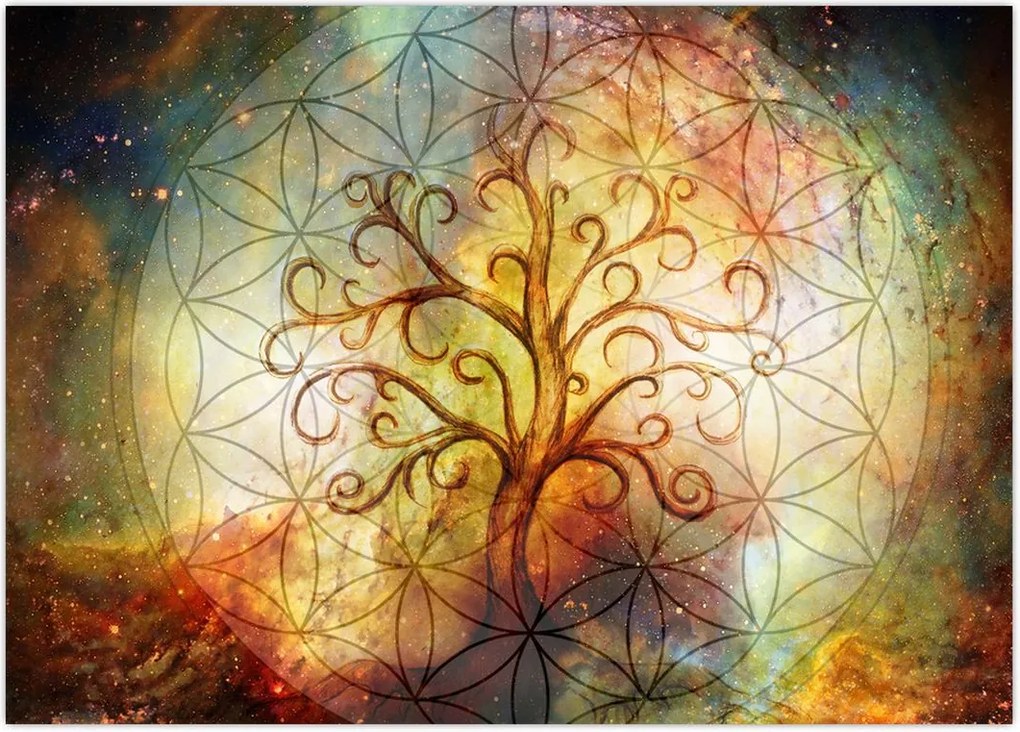 Tablou abstract cu copac (70x50 cm)