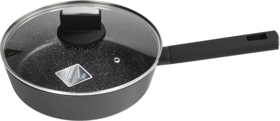 Cratita Zilan ZLN0874 Negru cu invelis din marmura, 5 straturi, 24 cm si maner fin la atingere, 2.4L