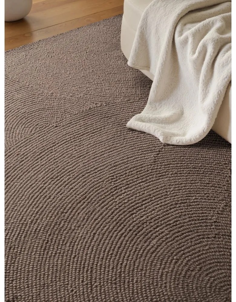 Covor taupe țesut manual din lână 160x230 cm Eleni Taupe – Hanse Home