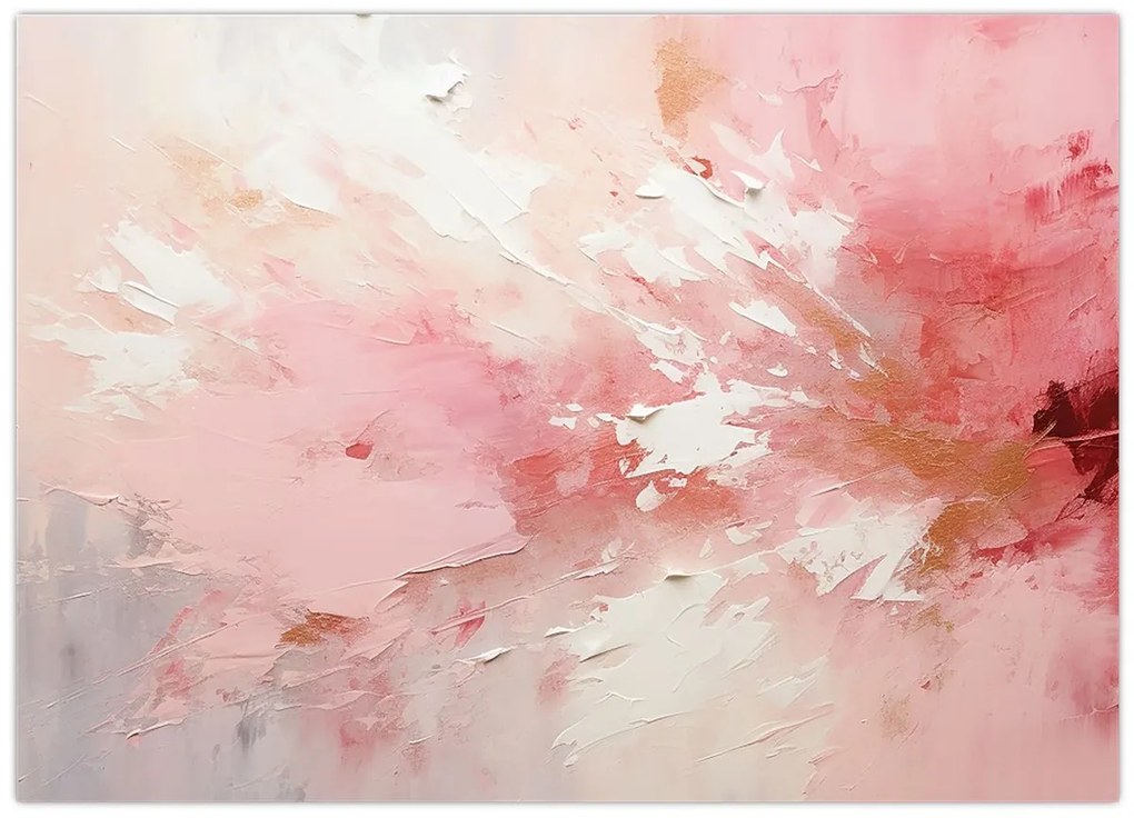 Tablou pe sticlă - Abstract roz (70x50 cm)
