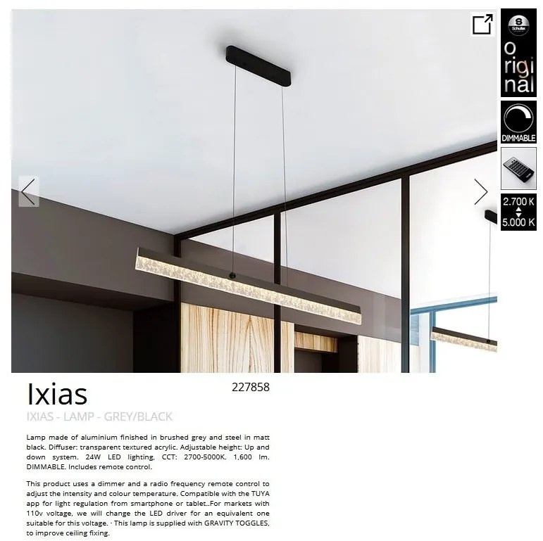 Lustra LED suspendata cu telecomanda Ixias