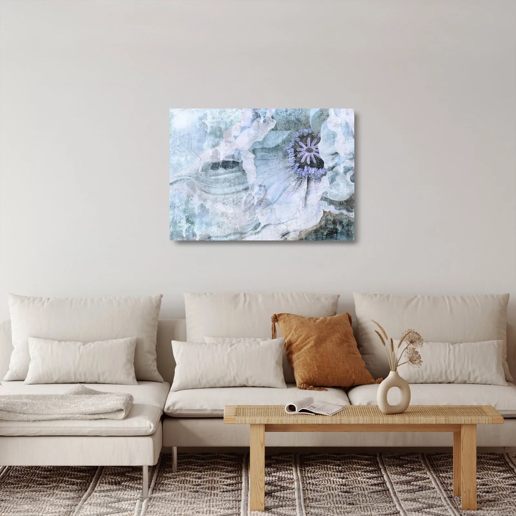 Tablou pe sticlă - Frescă florală pe un perete de cărămidă (70x50 cm)