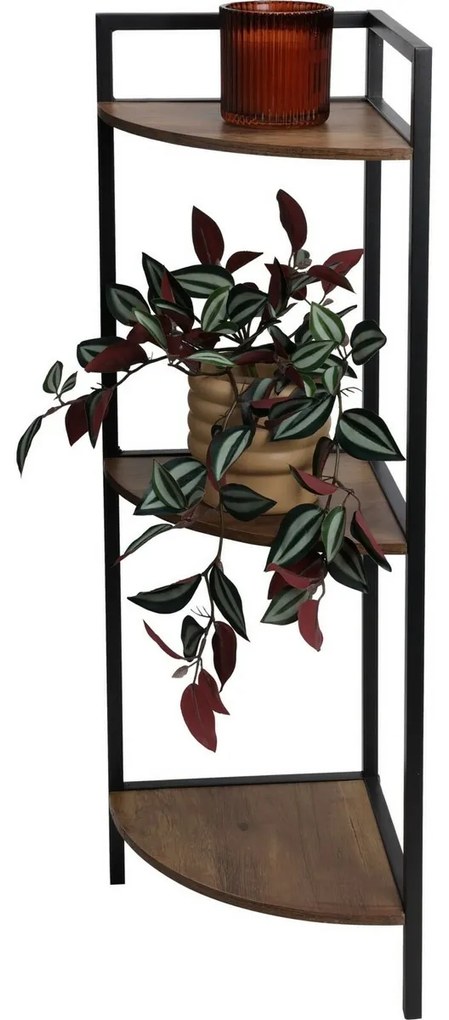 Dulap metalic de colț 3 rafturi MDF, 23,5 x 23,5 x76 cm
