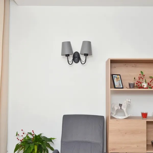 Aplica de perete MALBO 2xE27/15W/230V gri/negru