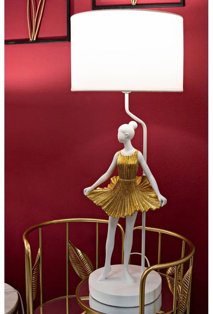 Veioză albă/aurie cu abajur textil (înălțime 90,5 cm) Dancer – Mauro Ferretti