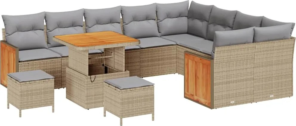 vidaXL Set de canapele pentru grădină 13 pcs Beige și gri deschis