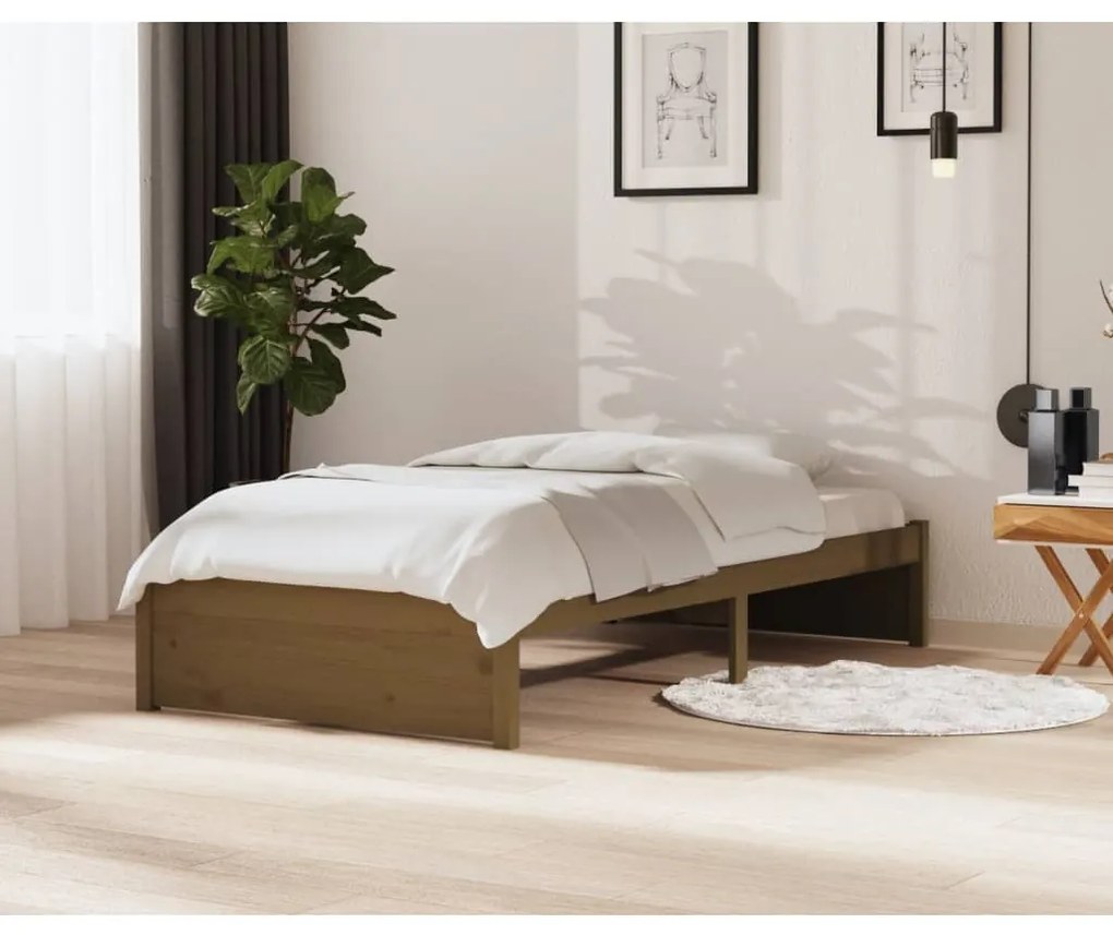 814942 vidaXL Cadru de pat, maro miere, 100x200 cm, lemn masiv