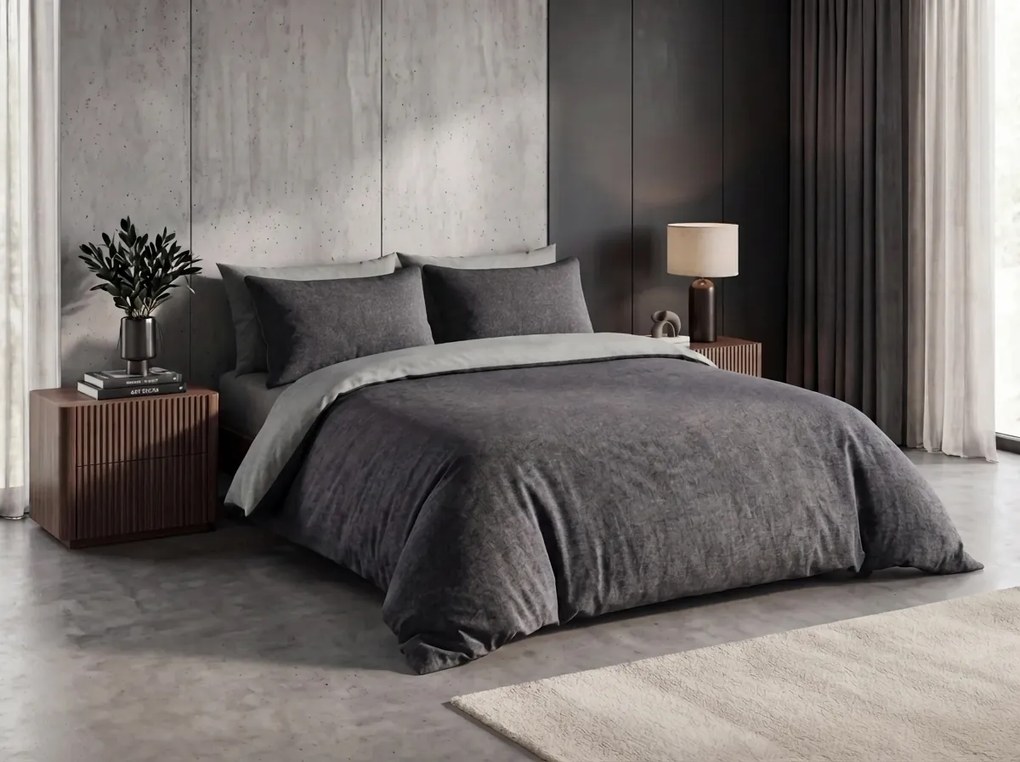 Lenjerie de pat din bumbac VELORIA gri inchis Dimensiune lenjerie de pat: 70 x 80 cm | 140 x 200 cm