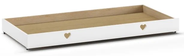 Set AMORI în alb format dintr-un Pat copii Vipack fără cap (90 x 200 cm), un sertar de Pat copii și o protecție împotriva căderii.