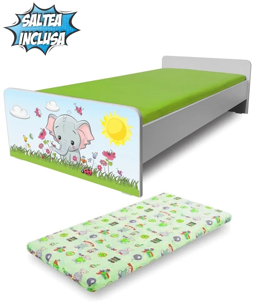 Patut copii 2-12 ani Economic Elefantel, varianta cu saltea din lana inclusa - PC-P-MK-ECO-ELE-80