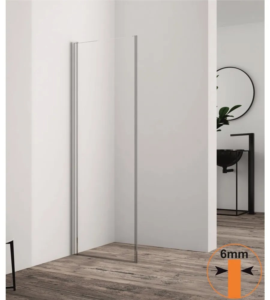 Paravan de dus mobil tip Walk-In Inter Ceramic crom lucios 40x200 cm sticla transparenta