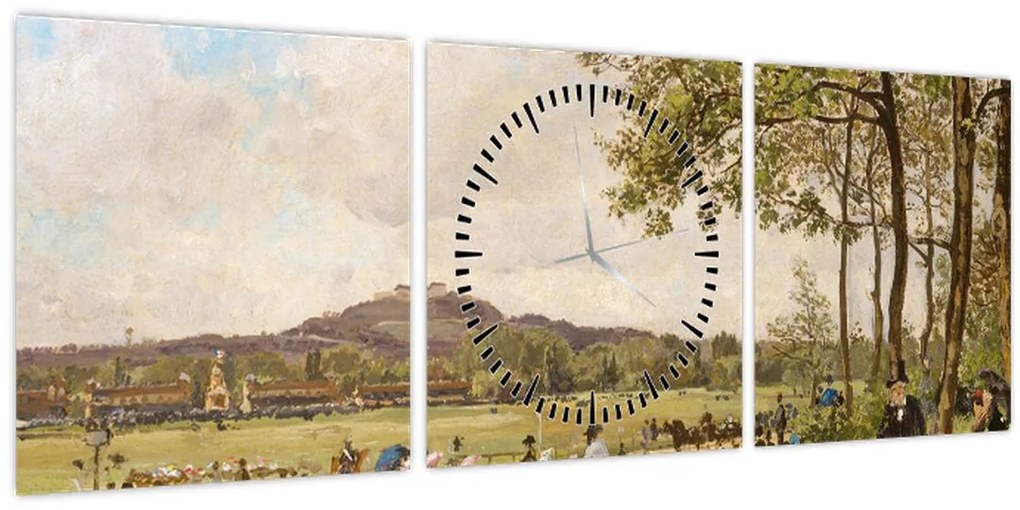 Tablou - French 19th Century, Race Course at Longchamps, reproducere (cu ceas) (90x30 cm)