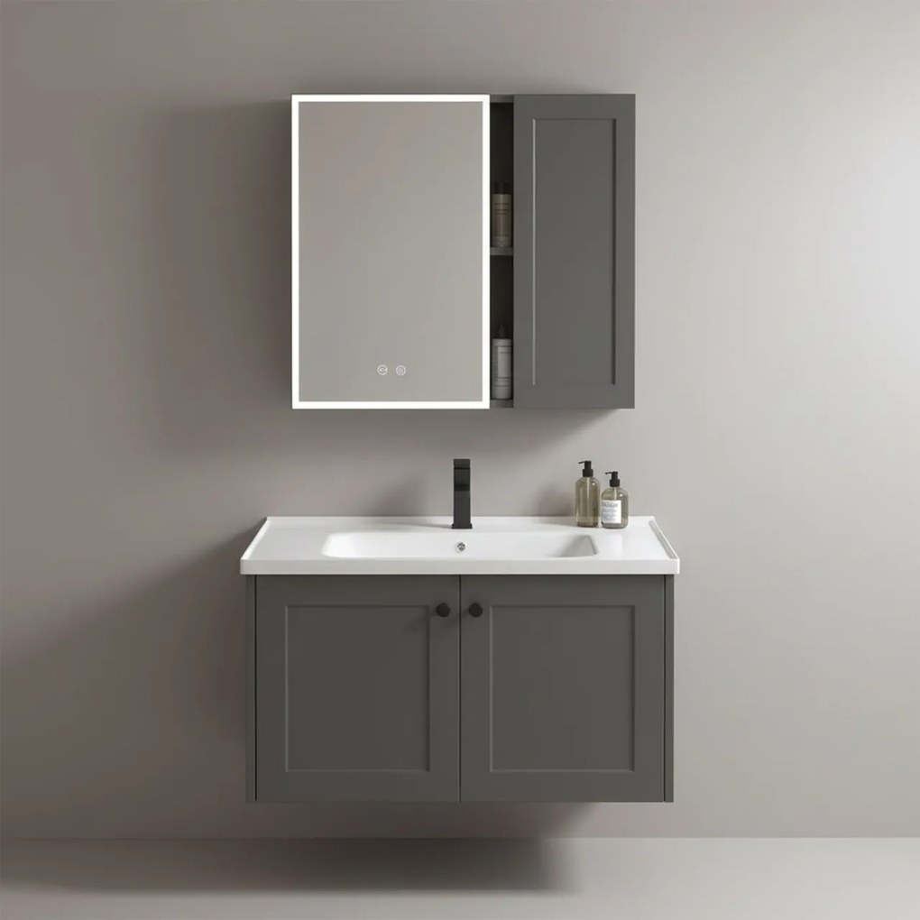 Set mobilier de baie cu lavoar Monti 60cm Grey