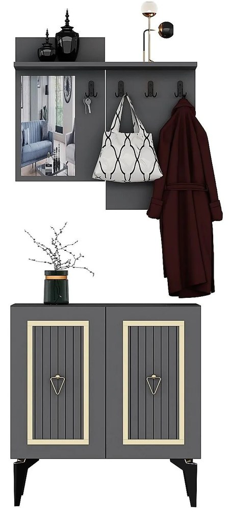 Mobilier Hol Tideno (antracit + auriu) . 1093900