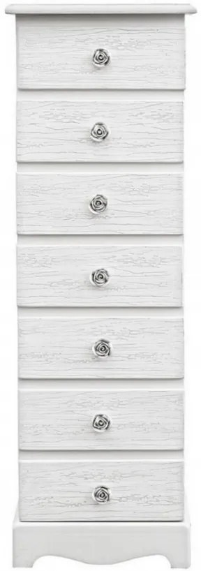 Comoda alba din MDF, 7 sertare, Blanc Bizzotto