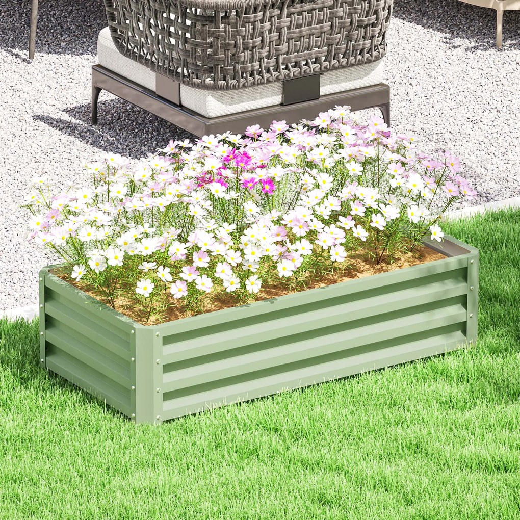 Outsunny Pat înălțat jardiniere, rezistent la intemperii, fund deschis, oțel galvanizat, 120 cm x 60 cm x 30,5 cm, Verde | Aosom Romania