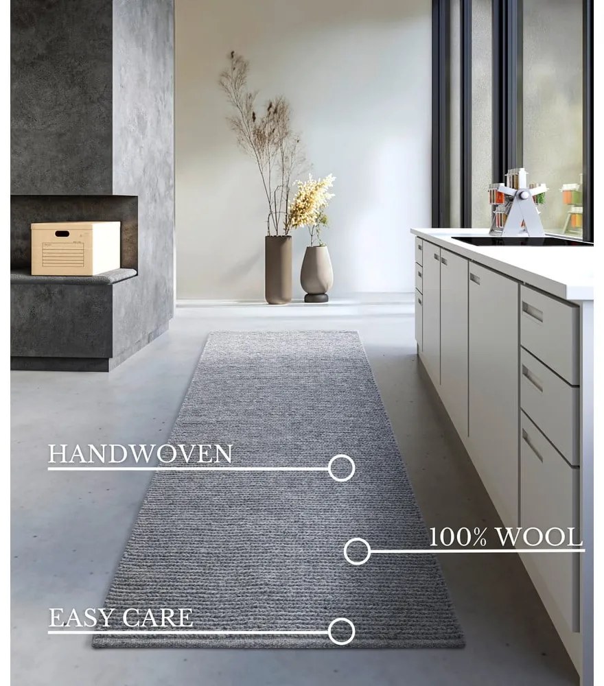 Covor tip traversă gri țesut manual din lână 80x200 cm Francois – Villeroy&amp;Boch