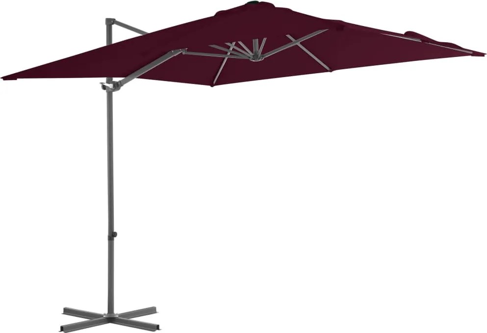 vidaXL Umbrelă în consolă cu stâlp din aluminiu, bordo, 250x250 cm
