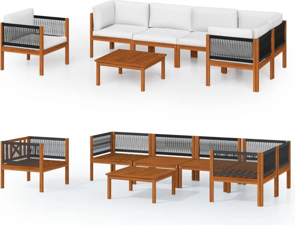 vidaXL Set fotoliu de grădină cu 7 piese și perne, crem, 63x63 cm