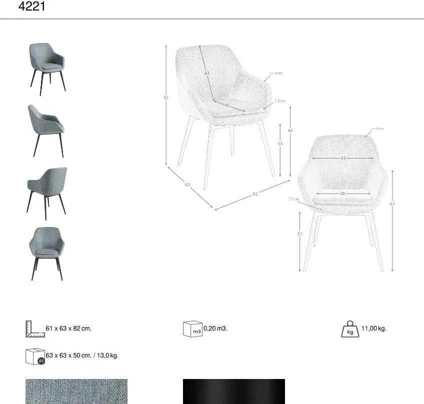 Scaun modern design italian tesatura Gri Albastrui