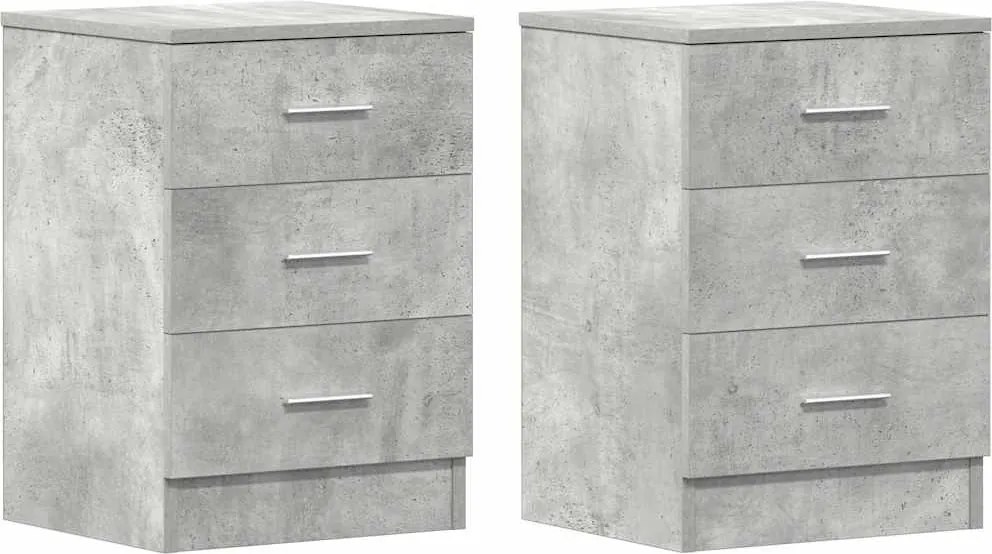 vidaXL Noptiere, 2 buc., gri beton, 38x35x56 cm, lemn prelucrat