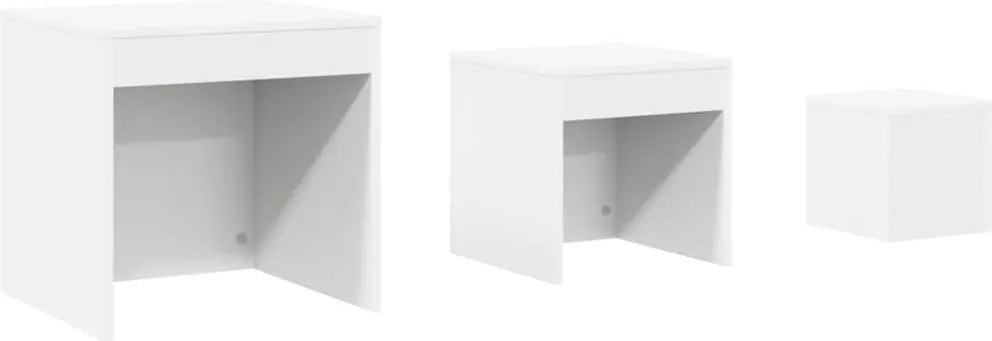 vidaXL Mese suprapuse, 3 buc., alb, lemn prelucrat