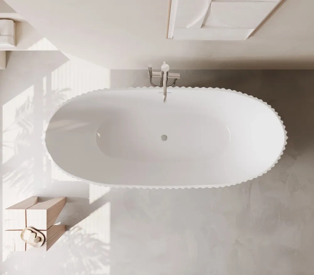 Cada acril freestanding Celeste Alba, Alb lucios, 170 cm, 5049