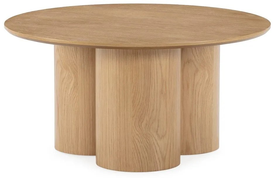 Măsuță de cafea în culoare naturală rotundă cu aspect de lemn de stejar ø 80 cm Lua – MOME